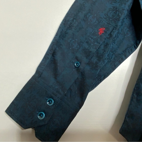 Robert Graham Blue Paisley Patterned Flip Cuff Shirt. Size Small. - Picture 6 of 8